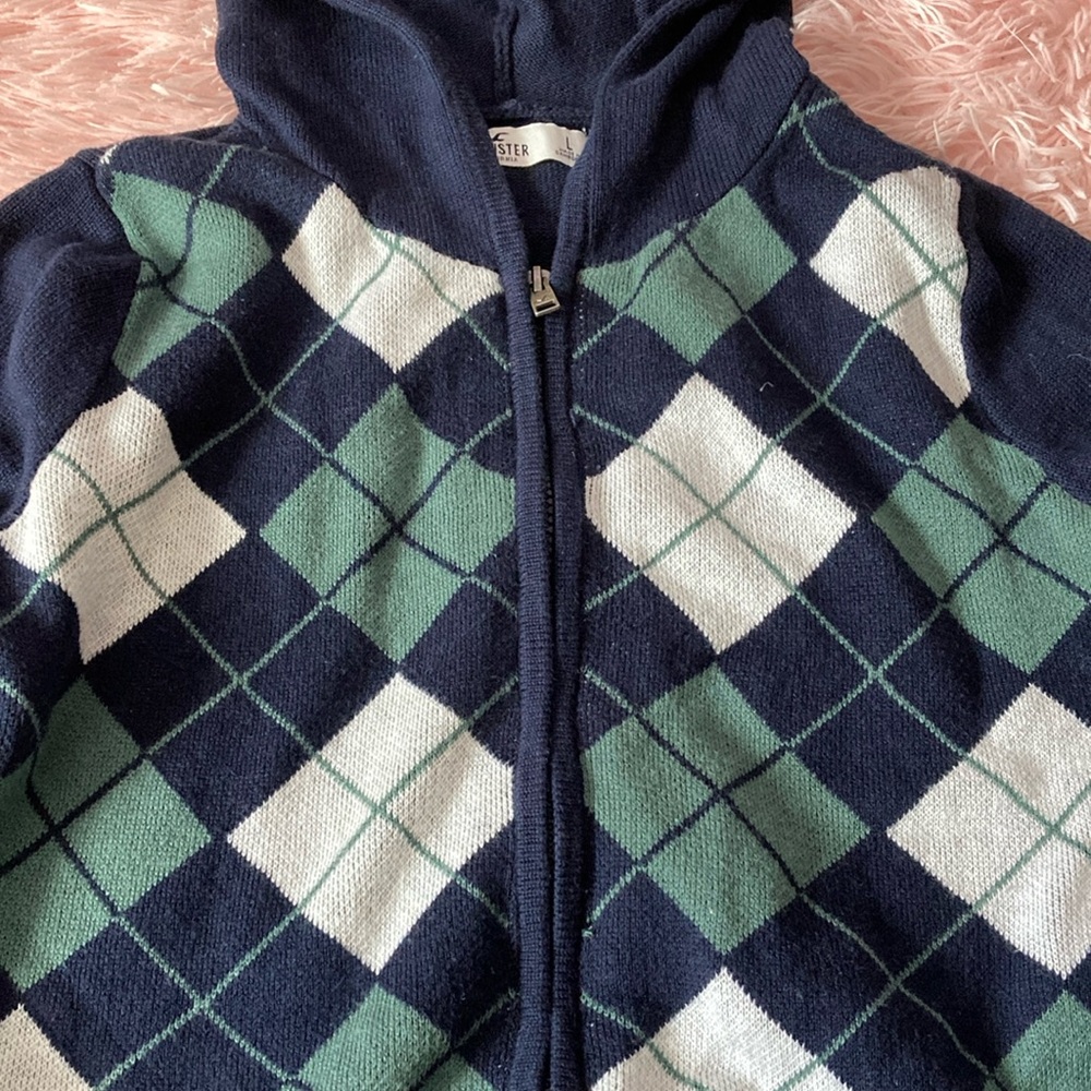 Hollister argyle hooded sweater